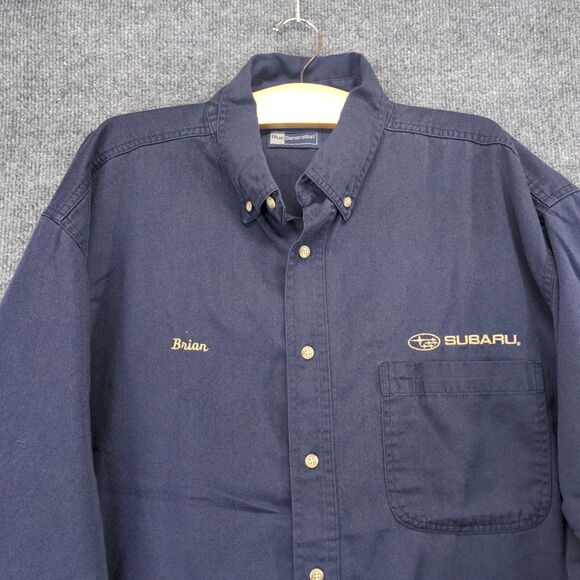 Subaru Men's Employee Uniform Workwear Shirt Blue Size 2XL Long Sleeve - Picture 3 of 15